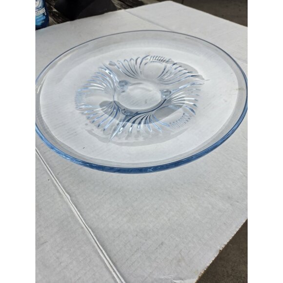 Paden City‎ 13.5" Blue Footed Console Bowl Compote Serving Tray "Maya" - Picture 2 of 16